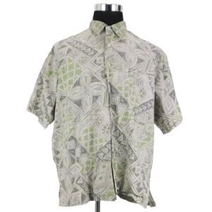 Cooke Street Green Gray Hawaiian Cotton Short Sleeve Button-Up Mens XXL Shirt
